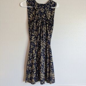 Michael Kors Navy and Gold Midi Dress